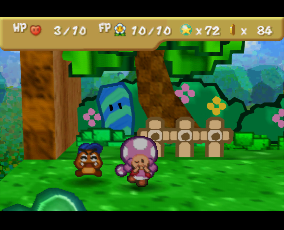A screenshot of Toadette Over Mario: Win Pose