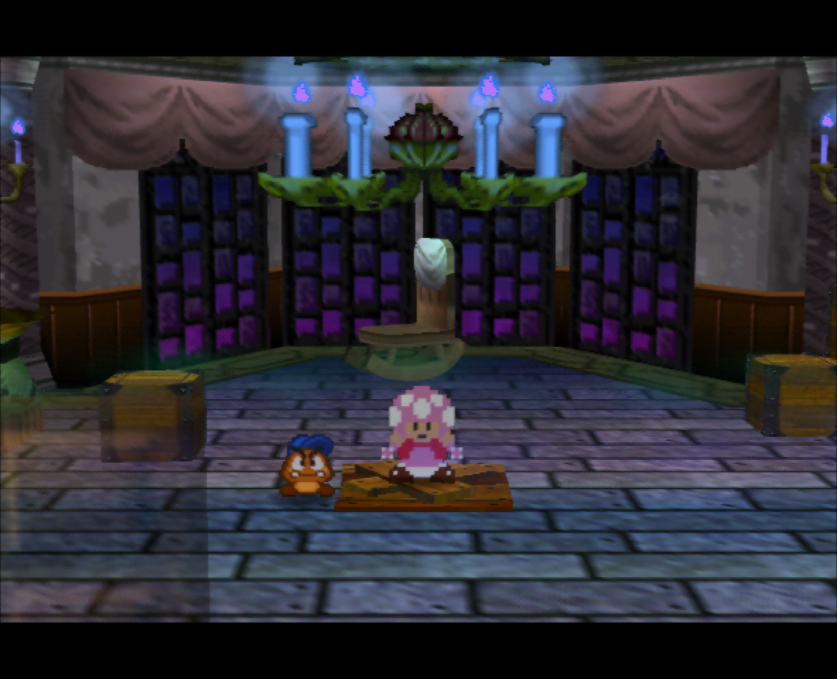 A screenshot of Toadette Over Mario: Retro Sprite Easter Egg