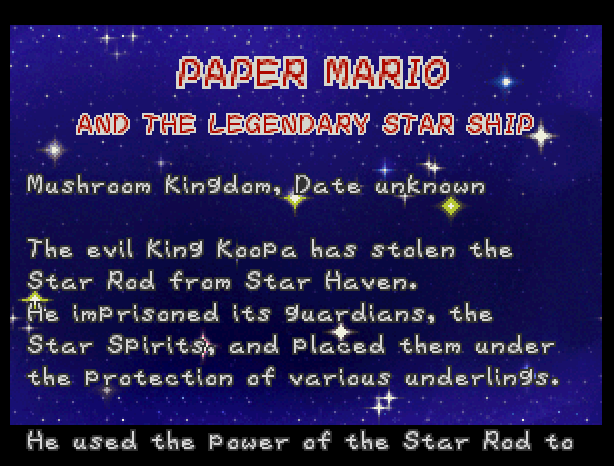 A screenshot of Paper Mario: The Legendary Star Ship